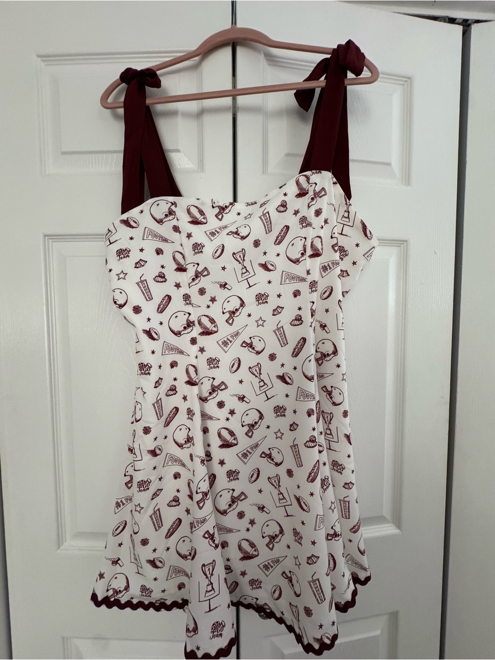 Women’s White & Burgundy Printed Tank game day dress by Francesca’s